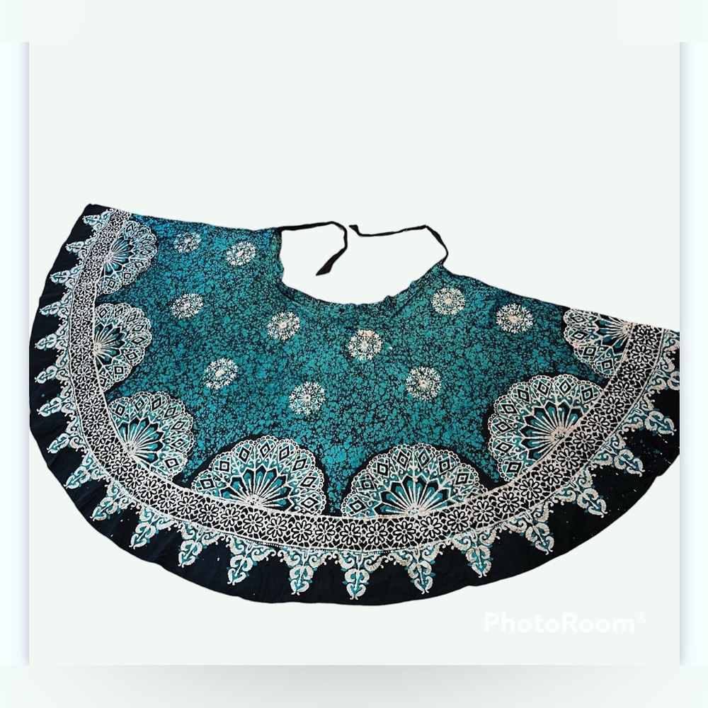 Vintage 70s batik maxi wrap skirt